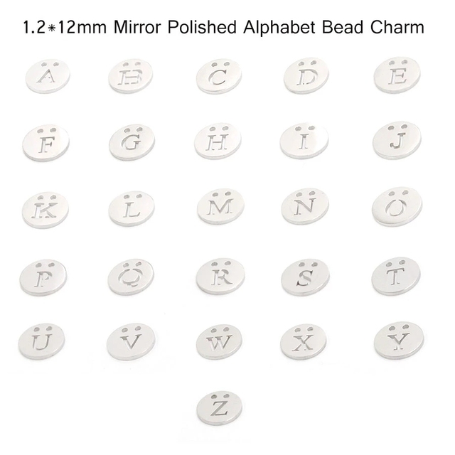 Lusterko stal nierdzewna A-Z 26 inicjały wisiorek alfabet 13 mm biżuteria DIY - Wianko - 2