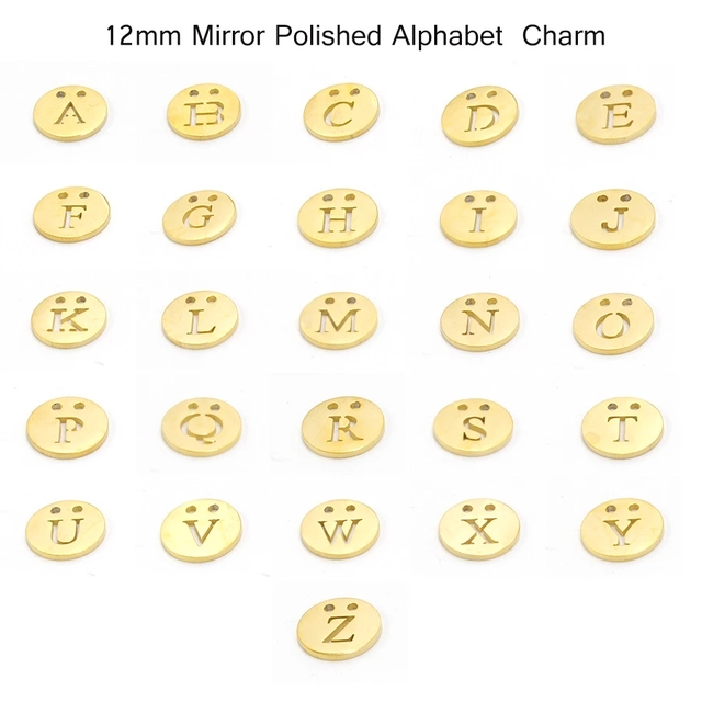 Lusterko stal nierdzewna A-Z 26 inicjały wisiorek alfabet 13 mm biżuteria DIY - Wianko - 1