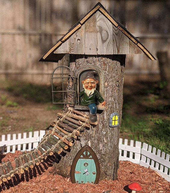 Posąg Elf w drzwiach - dekoracyjna rzeźba ogrodowa ze szkicem ogrodowym, wykonana z trwałego materiału, idealna na Wielkanoc - Wianko - 7