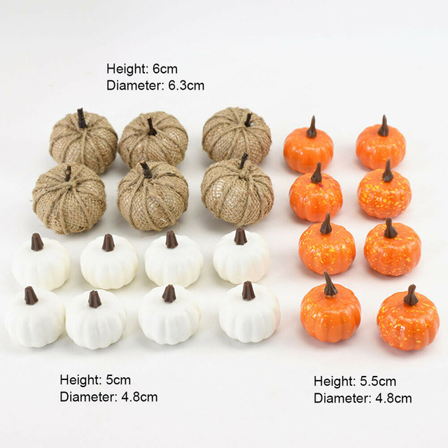 22 sztuki Mini sztucznych dekoracyjnych dyni na Halloween i jesień - idealne do dekoracji domu na święto dziękczynienia - Wianko - 13