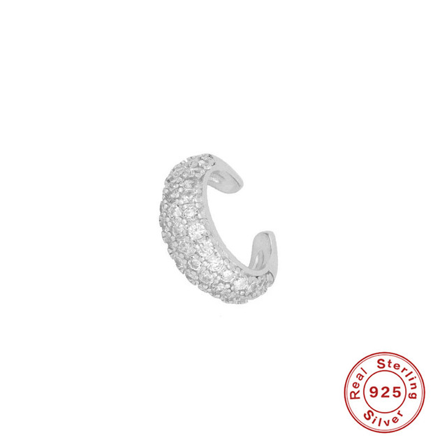 1 sztuka prawdziwej srebrnej klamry na uszy 925 Sterling Silver Ear Cuff - klips na kolczyki do przekłuwania dla kobiet i dziewcząt - biżuteria wysokiej jakości - Wianko - 8