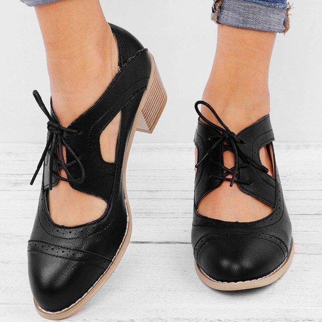 Modne damskie buty na wysokim obcasie z oddychającego materiału - krótka wersja retro - Wianko - 15