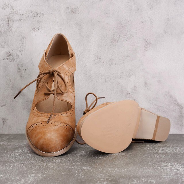 Modne damskie buty na wysokim obcasie z oddychającego materiału - krótka wersja retro - Wianko - 19