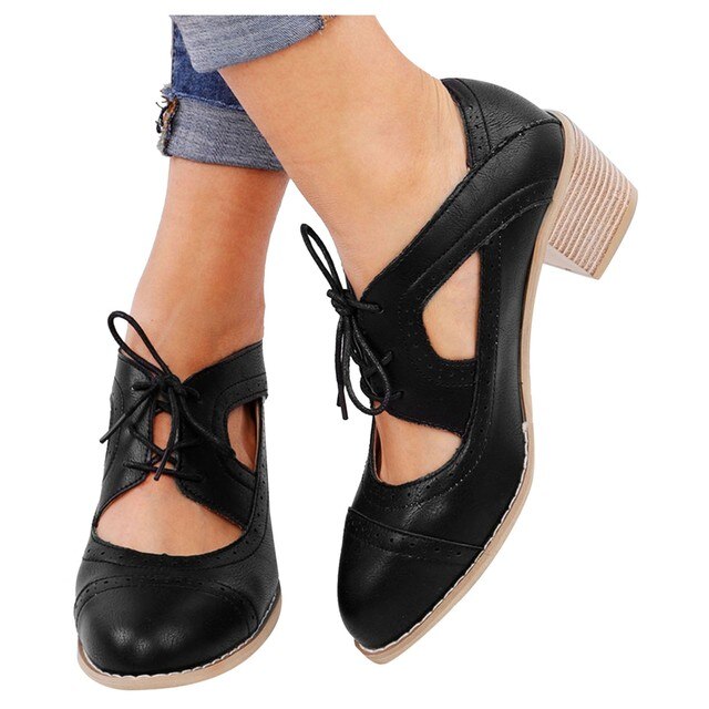 Modne damskie buty na wysokim obcasie z oddychającego materiału - krótka wersja retro - Wianko - 7