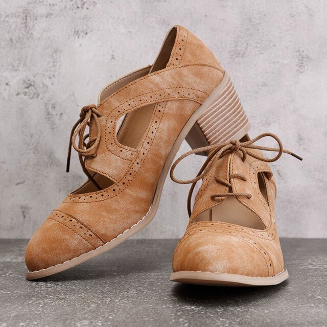 Modne damskie buty na wysokim obcasie z oddychającego materiału - krótka wersja retro - Wianko - 20