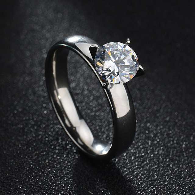 Duże kryształowe pierścionki dla par Letdiffery lśniące, 6mm, złote, ze stali nierdzewnej - Wianko - 14