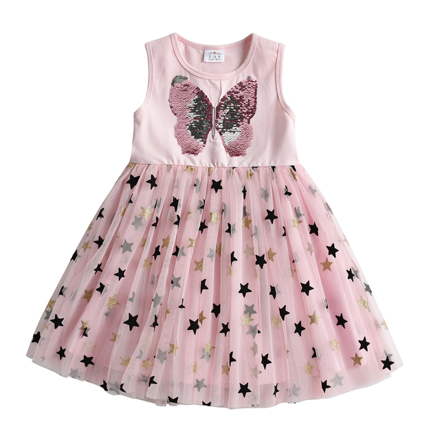 Sukienka dziecięca z motylkami VIKITA z cekinami i rękawem typu flare Vestidos - Wianko - 7