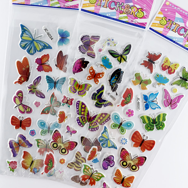 Naklejki 3D Puffy Bubble wodoodporne z motywem uroczego motyla - zestaw 8 arkuszy do scrapbookingu dla dzieci i dziewczyn - idealny prezent - Wianko - 5