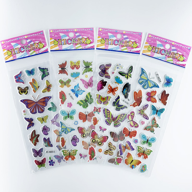 Naklejki 3D Puffy Bubble wodoodporne z motywem uroczego motyla - zestaw 8 arkuszy do scrapbookingu dla dzieci i dziewczyn - idealny prezent - Wianko - 3