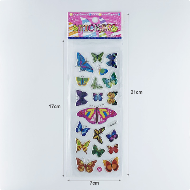 Naklejki 3D Puffy Bubble wodoodporne z motywem uroczego motyla - zestaw 8 arkuszy do scrapbookingu dla dzieci i dziewczyn - idealny prezent - Wianko - 1