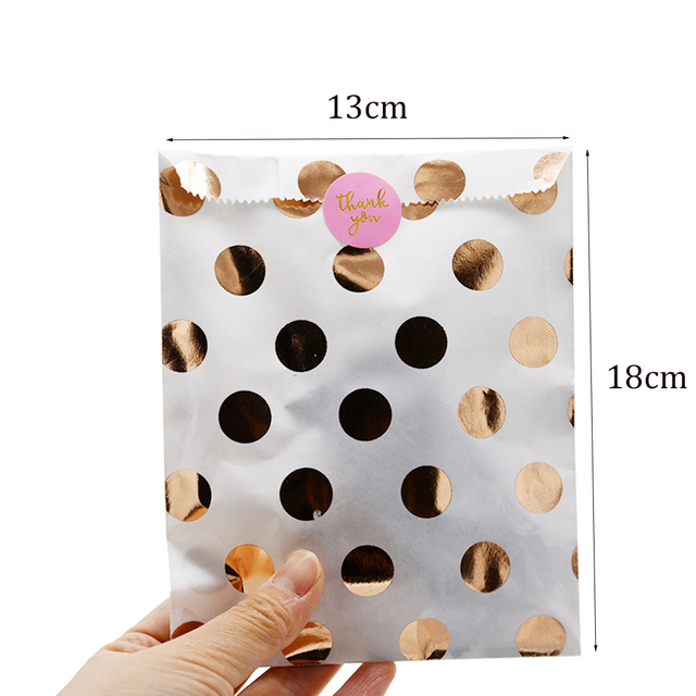 Papierowa torebka na prezenty z różowym i złotym wzorem Chevron, kropkami i paskami - Wianko - 15