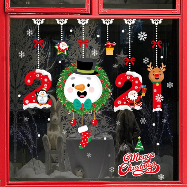 Naklejki ścienne z nowym wzorem bałwana - ozdoby świąteczne do dekoracji szyb i ścian - Wianko - 2
