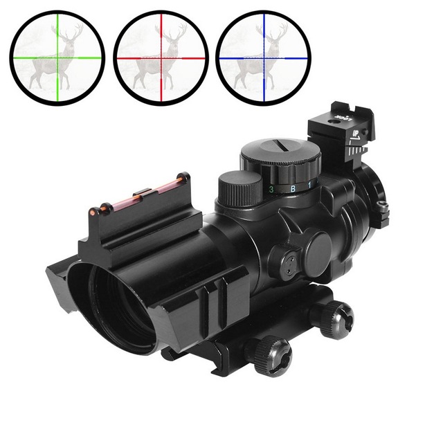 Luneta taktyczna 4x32 z zakresem 20mm, światłowodowym celownikiem, do polowań i wiatrówek Airsoft Sniper - czerwono-zielono-niebieski dot - Wianko - 10