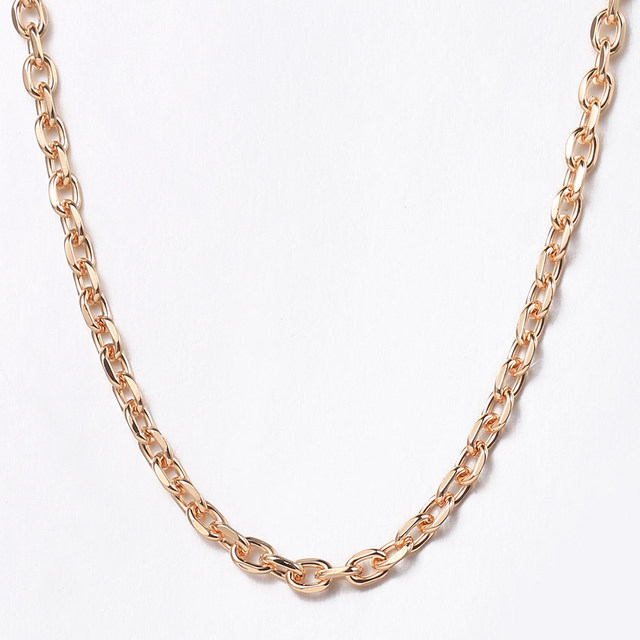 Naszyjnik łańcuszkowy z różowego złota, 5mm, 50cm / 60cm, biżuteria ślubna dla kobiet i dziewczyn, HCN50 - Wianko - 1