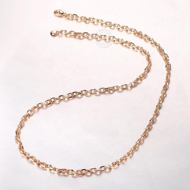 Naszyjnik łańcuszkowy z różowego złota, 5mm, 50cm / 60cm, biżuteria ślubna dla kobiet i dziewczyn, HCN50 - Wianko - 4
