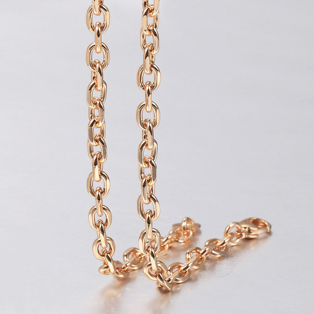 Naszyjnik łańcuszkowy z różowego złota, 5mm, 50cm / 60cm, biżuteria ślubna dla kobiet i dziewczyn, HCN50 - Wianko - 5