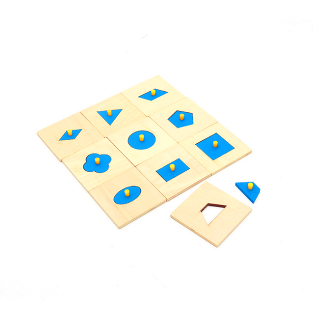 Zestaw matematyczno-geometrycznych klocków Montessori z drewna - Home Edition (10 sztuk, niebieskie) - Wianko - 1