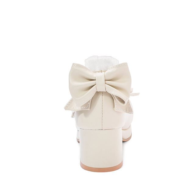 Słodkie Lolita Ruffles - koronkowe buty ślubne na szpilce z kokardkami dla dziewczyn i kobiet (różowy, rozmiar 34-48) - Wianko - 15