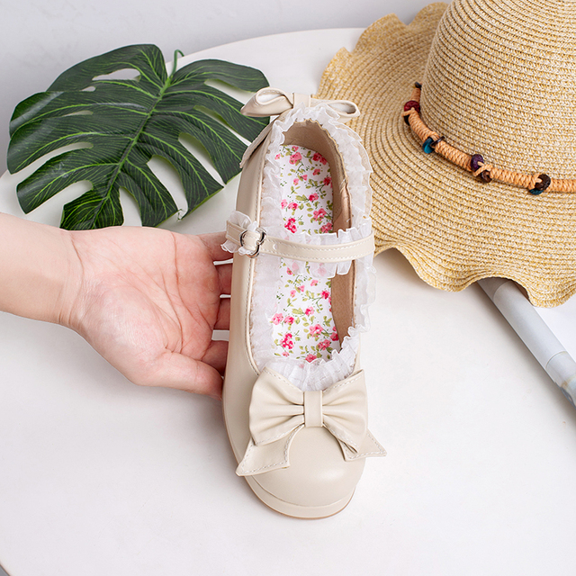 Słodkie Lolita Ruffles - koronkowe buty ślubne na szpilce z kokardkami dla dziewczyn i kobiet (różowy, rozmiar 34-48) - Wianko - 5