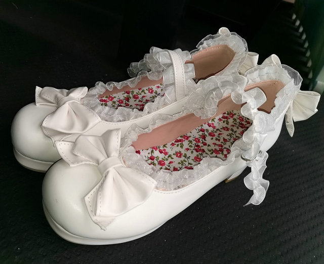Słodkie Lolita Ruffles - koronkowe buty ślubne na szpilce z kokardkami dla dziewczyn i kobiet (różowy, rozmiar 34-48) - Wianko - 21