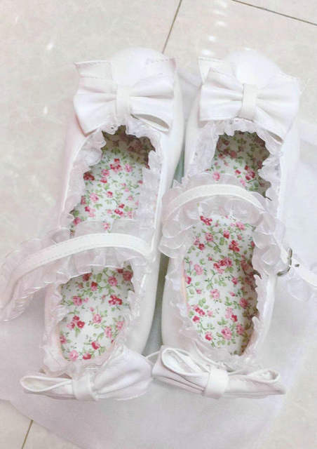 Słodkie Lolita Ruffles - koronkowe buty ślubne na szpilce z kokardkami dla dziewczyn i kobiet (różowy, rozmiar 34-48) - Wianko - 23