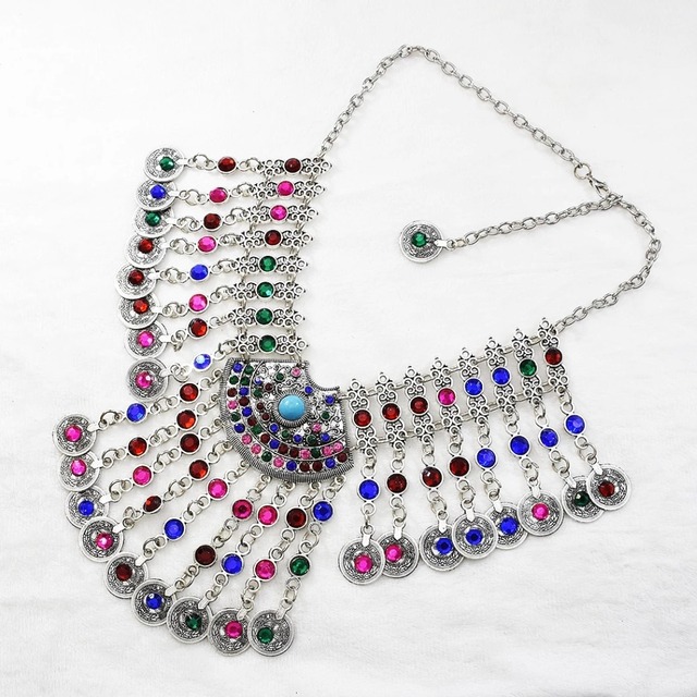 Zestaw biżuterii: Turecki indie Choker, afgańska moneta Bib, kreatywne kolczyki, naszyjnik z kryształem czeskim i cygański naszyjnik - Wianko - 4