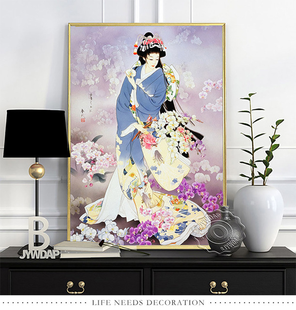 Fioletowa szata plakat Skiyo - Vintage japoński znak Wall Art - wystrój ścian salonu - pomysł na prezent - kaligrafia i malarstwo - Wianko - 14