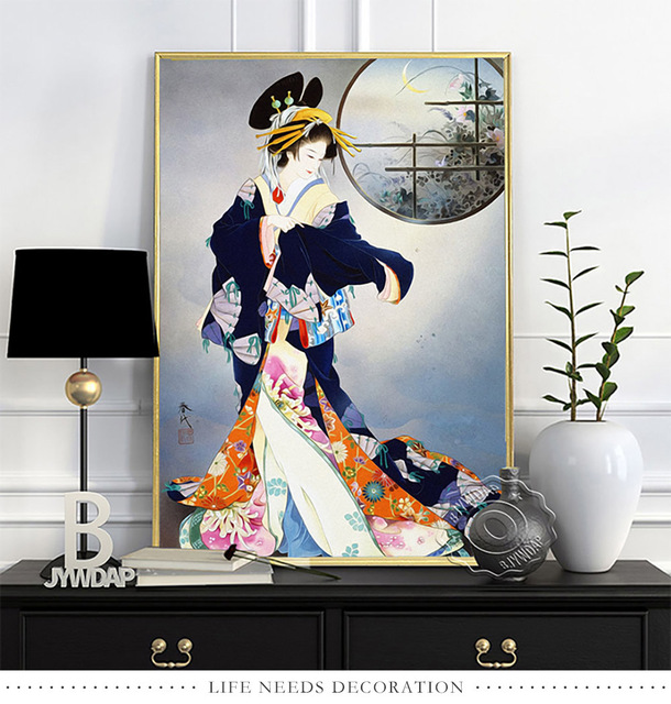Fioletowa szata plakat Skiyo - Vintage japoński znak Wall Art - wystrój ścian salonu - pomysł na prezent - kaligrafia i malarstwo - Wianko - 4