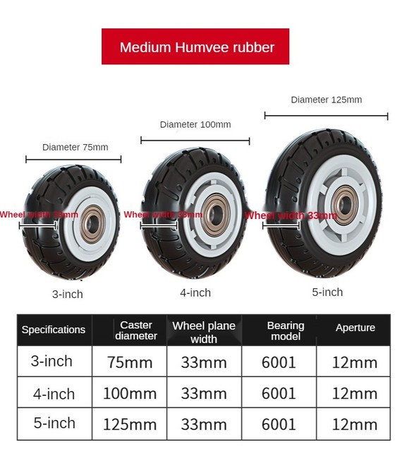 Koło gumowe pozłacane 5 Cal Heavy-Duty o szerokości 50mm - jedno koło przemysłowe uniwersalne wózek/przyczepa - Wianko - 5