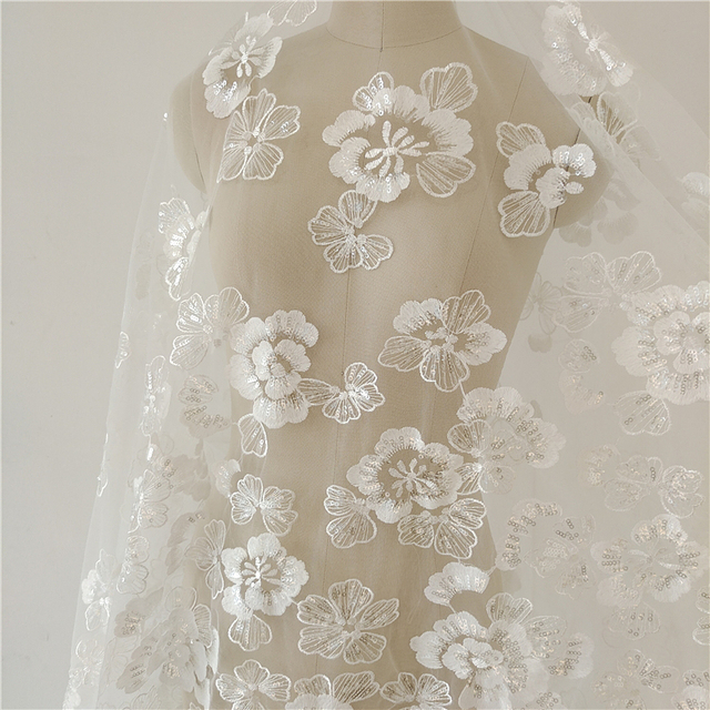 Koronkowa suknia ślubna z kreatywną tkaniną, zdobiona cekinami i akcesoriami DIY - Wianko - 3