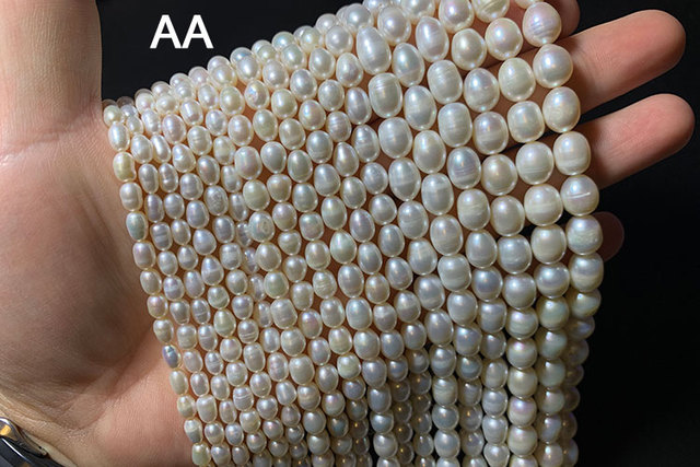 Koraliki słodkowodne YWROLE A/AA/AAA, naturalna perła o kształcie ryżu, w kolorze białym, różowym i fioletowym do biżuterii DIY - bransoletki i naszyjniki różnych rozmiarów (4/5/6/8/9/10 mm) - Wianko - 7