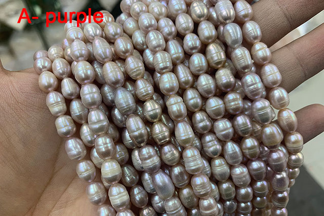 Koraliki słodkowodne YWROLE A/AA/AAA, naturalna perła o kształcie ryżu, w kolorze białym, różowym i fioletowym do biżuterii DIY - bransoletki i naszyjniki różnych rozmiarów (4/5/6/8/9/10 mm) - Wianko - 4