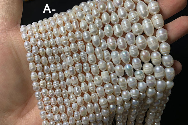 Koraliki słodkowodne YWROLE A/AA/AAA, naturalna perła o kształcie ryżu, w kolorze białym, różowym i fioletowym do biżuterii DIY - bransoletki i naszyjniki różnych rozmiarów (4/5/6/8/9/10 mm) - Wianko - 5