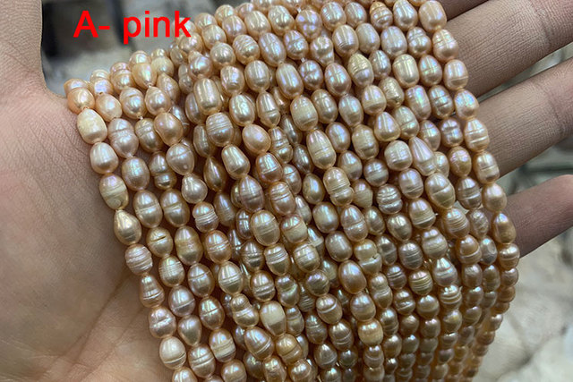 Koraliki słodkowodne YWROLE A/AA/AAA, naturalna perła o kształcie ryżu, w kolorze białym, różowym i fioletowym do biżuterii DIY - bransoletki i naszyjniki różnych rozmiarów (4/5/6/8/9/10 mm) - Wianko - 3