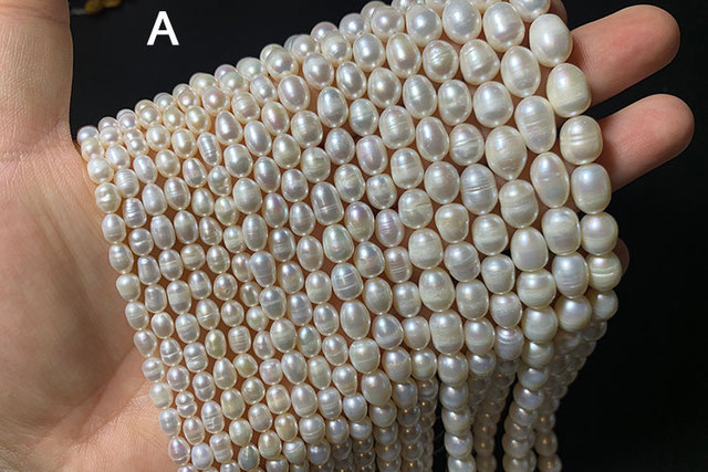 Koraliki słodkowodne YWROLE A/AA/AAA, naturalna perła o kształcie ryżu, w kolorze białym, różowym i fioletowym do biżuterii DIY - bransoletki i naszyjniki różnych rozmiarów (4/5/6/8/9/10 mm) - Wianko - 6