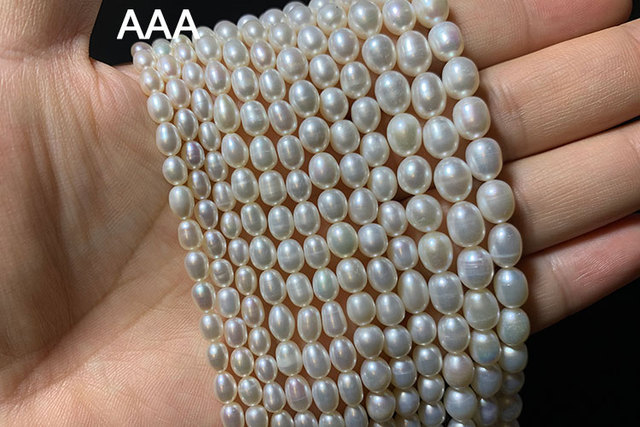 Koraliki słodkowodne YWROLE A/AA/AAA, naturalna perła o kształcie ryżu, w kolorze białym, różowym i fioletowym do biżuterii DIY - bransoletki i naszyjniki różnych rozmiarów (4/5/6/8/9/10 mm) - Wianko - 8