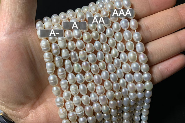 Koraliki słodkowodne YWROLE A/AA/AAA, naturalna perła o kształcie ryżu, w kolorze białym, różowym i fioletowym do biżuterii DIY - bransoletki i naszyjniki różnych rozmiarów (4/5/6/8/9/10 mm) - Wianko - 9