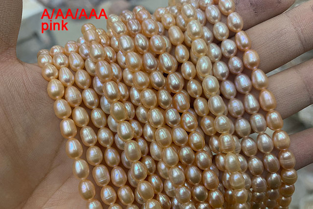 Koraliki słodkowodne YWROLE A/AA/AAA, naturalna perła o kształcie ryżu, w kolorze białym, różowym i fioletowym do biżuterii DIY - bransoletki i naszyjniki różnych rozmiarów (4/5/6/8/9/10 mm) - Wianko - 1