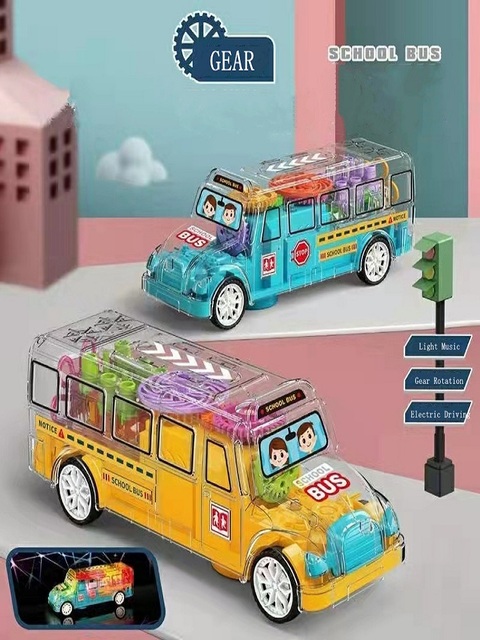 Uniwersalny przezroczysty autobus szkolny z muzyką i światłem – elektryczne samochodziki dla dzieci, edukacyjne zabawki - Wianko - 2