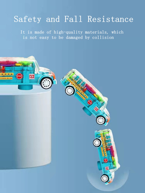 Uniwersalny przezroczysty autobus szkolny z muzyką i światłem – elektryczne samochodziki dla dzieci, edukacyjne zabawki - Wianko - 6