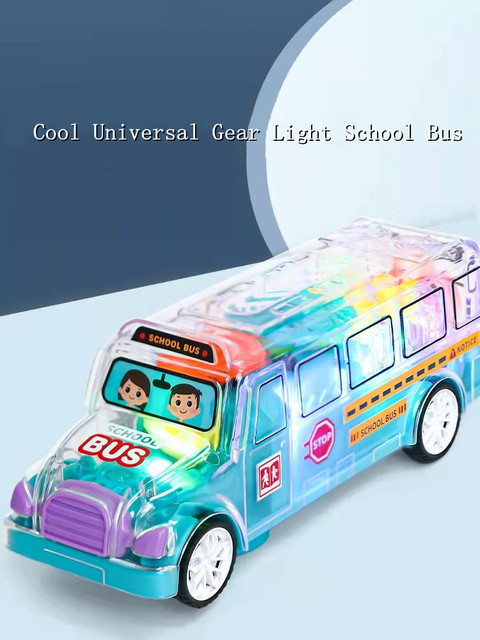 Uniwersalny przezroczysty autobus szkolny z muzyką i światłem – elektryczne samochodziki dla dzieci, edukacyjne zabawki - Wianko - 8