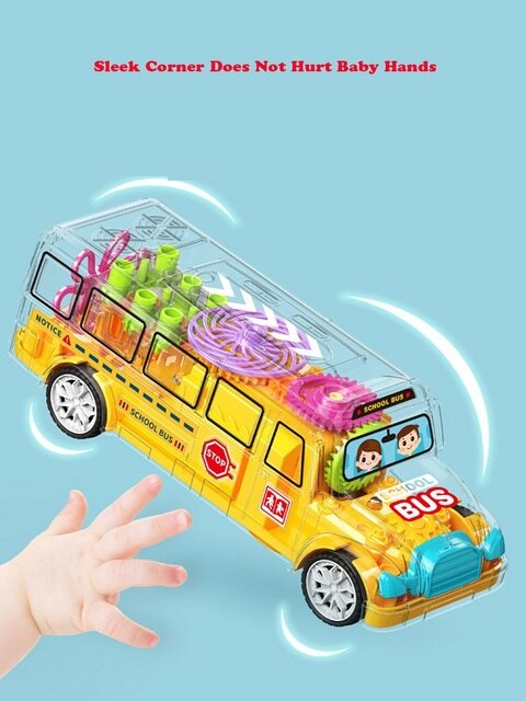 Uniwersalny przezroczysty autobus szkolny z muzyką i światłem – elektryczne samochodziki dla dzieci, edukacyjne zabawki - Wianko - 7