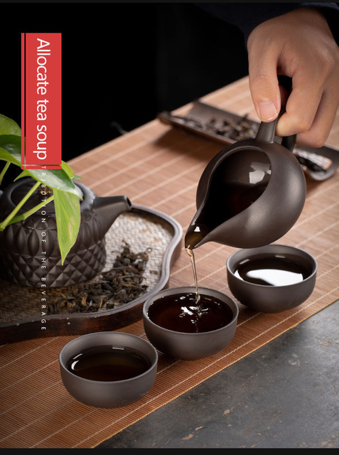 Ceramiczny dzbanek do herbaty Kung Fu z fioletowym piaskiem i zestawem uchwytów bocznym oraz głównym - Wianko - 11
