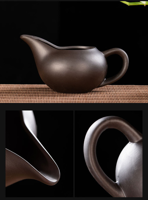 Ceramiczny dzbanek do herbaty Kung Fu z fioletowym piaskiem i zestawem uchwytów bocznym oraz głównym - Wianko - 5