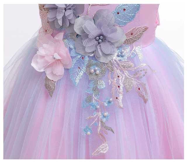 Kwiatowe sukienki ślubne Vintage haftowane z koronką i łukiem, inspirowane sukienkami księżniczek z Tutu – idealne na boże narodzenie, urodziny - Wianko - 37