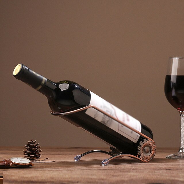 Stojak na butelki na wino z metalowym uchwytem, idealny do przechowywania w domowej kuchni, barze, restauracji i hotelu. Ozdoba dekoracyjna na przyjęcia weselne - Wianko - 1