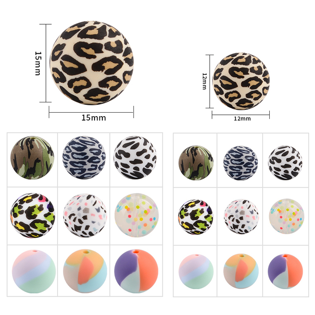 Kulki silikonowe do żucia dla niemowląt LOFCA, 20 szt., wzór dalmatyńczyka, tie-dye leopardowy - DIY ząbkowanie - Wianko - 5