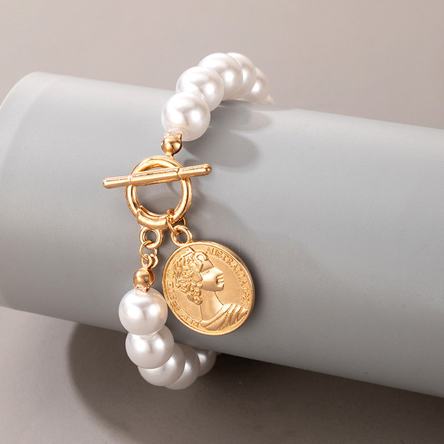 Naszyjnik Choker ze sztuczną perłą w kształcie geometrycznego serca z moneta wisiorkiem - biżuteria ślubna - Wianko - 8