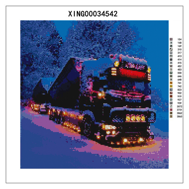 Jasny diamentowy obraz haftowany krajobraz zimowy - ciężarówka i śnieg - Wianko - 4