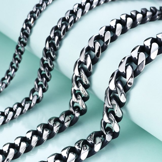 Łańcuszek ze stali nierdzewnej kubański Link Chain 3-11 mm - kolor srebrny, czarny, złoty - bransoletka męska i damska - Wianko - 32